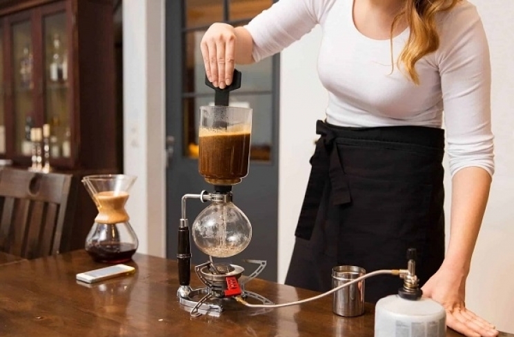 Teknik mengolah biji kopi, Syphon / littlecoffeeplace.com