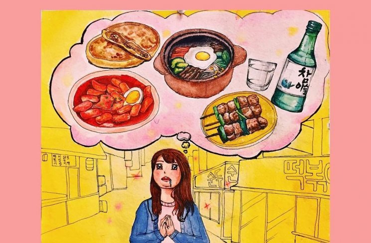 Ilustrasi kuliner Korea yang sering muncul di drama Korea. (Instagram/@may_yoddi)