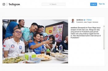 Sandiaga Uno menikmati Soto Haji Loso di Purwokerto. (Instagram/@sandiagauno)