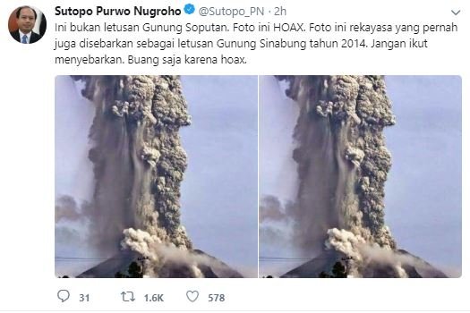 Cetak layar (Twitter Sutopo Purwo Nugroho)