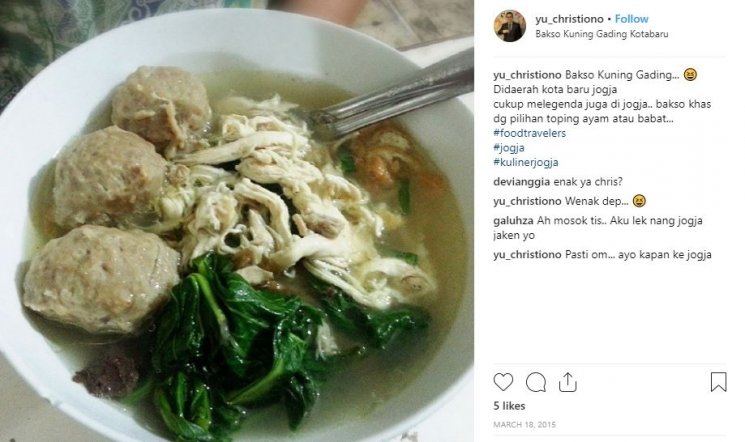 Bakso Kuning Gading (Instagram Yu Christiono)