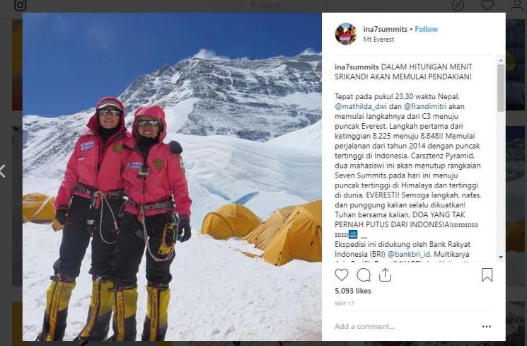 6 Fakta Menarik Gunung Everest (instagram.com/ina7summits)