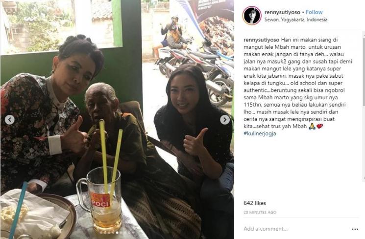 Renny Sutiyoso Santap Mangut Lele Mbah Marto. (instagram.com/rennysutiyoso)
