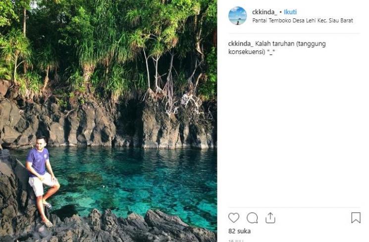 Pantai Temboko Lehi di Sulawesi Utara. (Instagram/@ckkinda_)