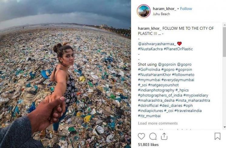 Pantai Juhu, Pantai Plastik di India (instagram.com/haram_khor_)