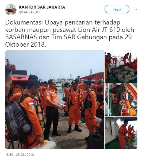 Salut, Ternyata Ini Prosedur Penyelamatan yang BASARNAS Lakukan. (Twitter/@KANSAR_Jkt)