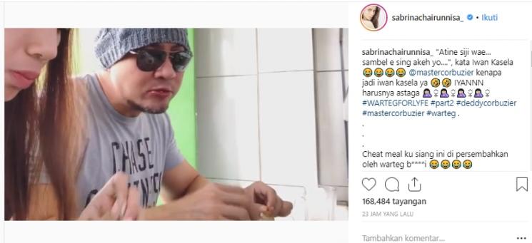 Deddy Corbuzier ajak kekasih makan di warteg. (Instagram/sabrinachairunnisa)