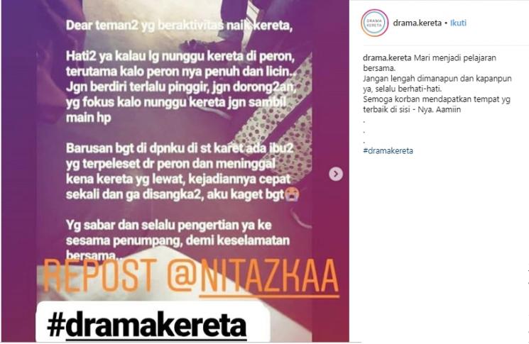 Cerita penumpang tertabrak KRL. (Instagram/@drama.kereta)