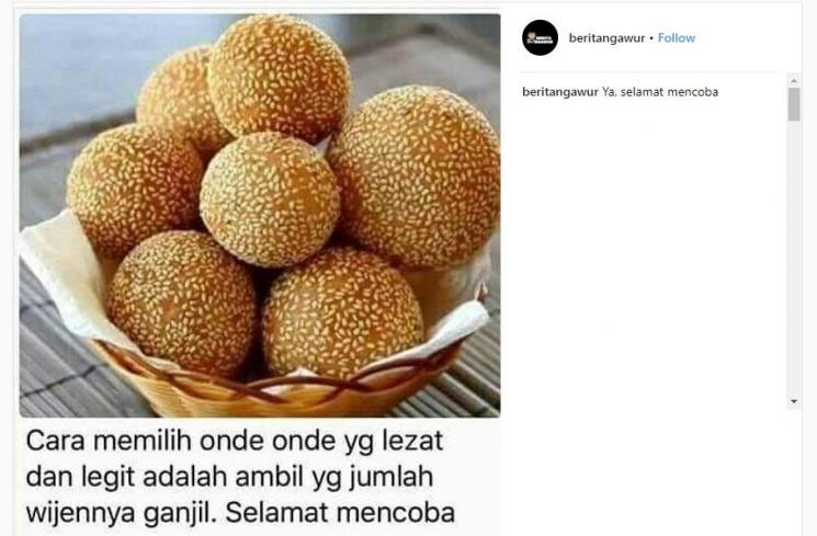 Cara Memilih Onde Onde Enak Ini Sukses Bikin Netizen Ngamuk. (instagram.com/beritangawur)