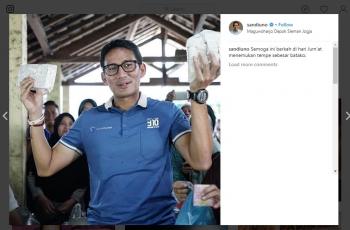 Sandiaga Uno tempe sebesar batako. (instagram.com/sandiuno)