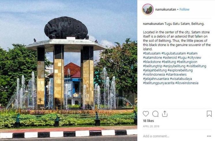 Tugu Batu Satam, Ikon Ibukota Belitung (instagram.com/namakunatan)