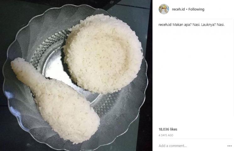 Kombinasi menu kearifan lokal paling nyentrik. (Instagram/@receh.id)