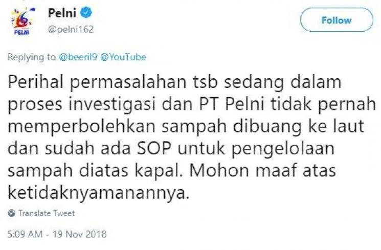 Petugas Kapal Buang Sampah ke Laut (twitter.com/pelni162)