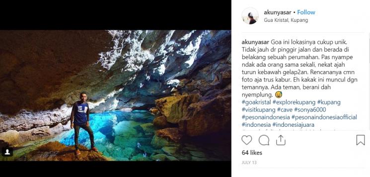 Menyibak Keelokan Gua Kristal di Kupang. (Instagram/@akunyasar)