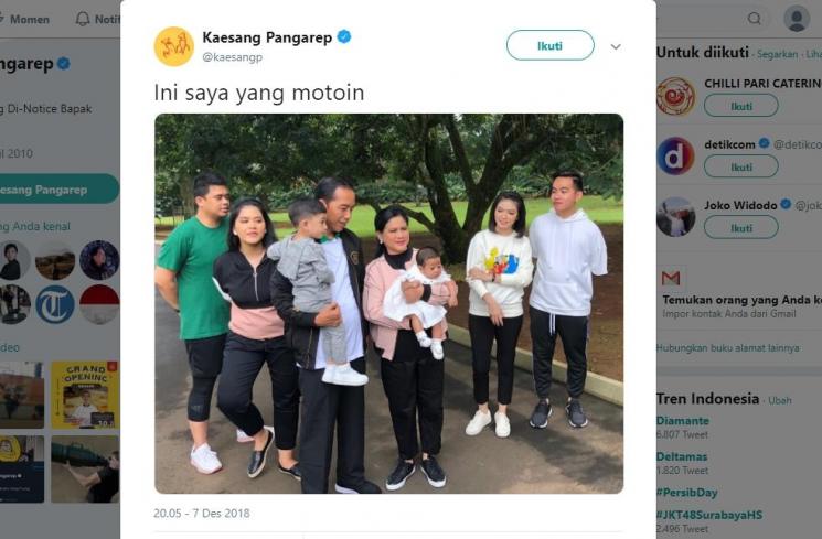 Surat Terbuka untuk Kaesang yang Tak Lagi Diajak Jokowi Liburan. (twitter.com/kaesangp)