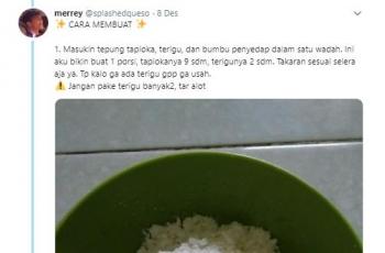 Tahapan membuat cimol rice cooker. (Twitter/@splashedqueso)