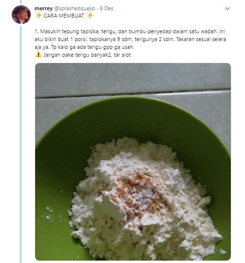 Tahapan membuat cimol rice cooker. (Twitter/@splashedqueso)