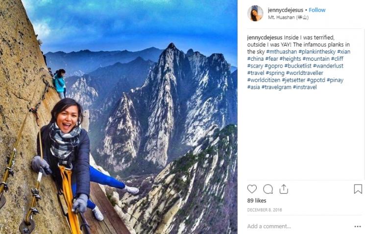 Huashan Cliffside Path di Cina. (Instagram/@jennydcjesus)