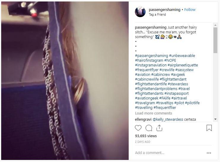 Rambut Ketinggalan di Pesawat (instagram.com/passengershaming)