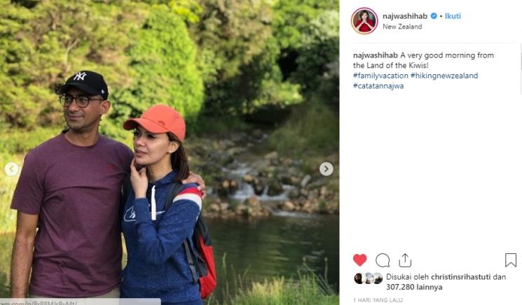 Liburan Najwa Shihab ke Selandia Baru bersama suami. (Instagram/@najwashihab)