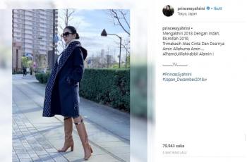 Gaya liburan Syahrini di Jepang. (Instagram/@princessyahrini)