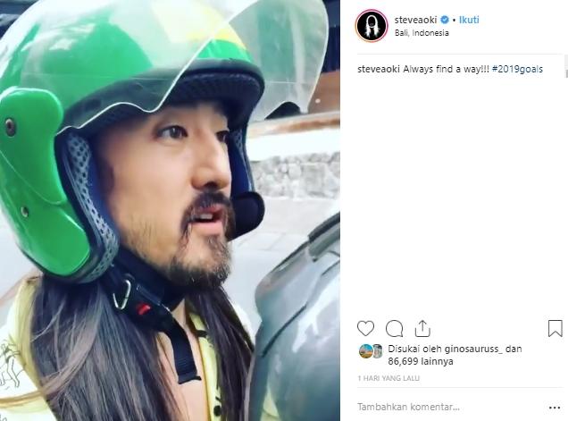 DJ Steve Aoki liburan di Bali. (Instagram/@steveaoki)