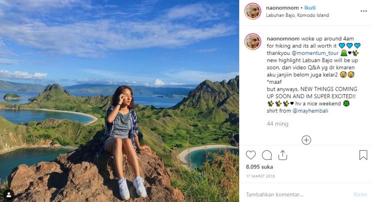 Gaya liburan Naomi Zaskia, wanita yang dikabarkan dekat dengan Sule. (Instagram/@naonomnom)