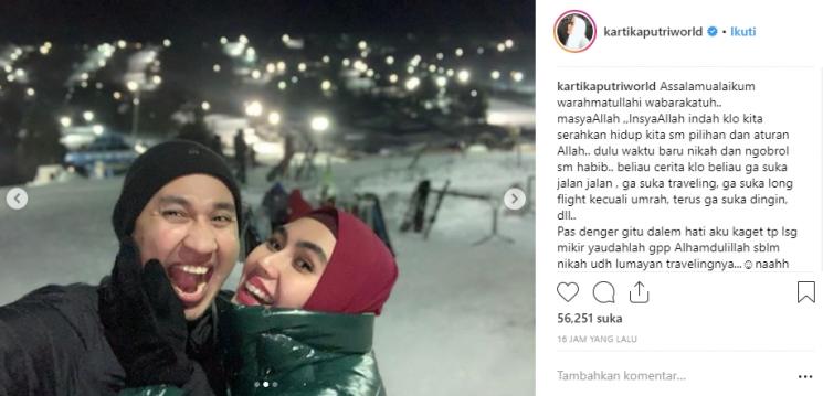 Kartika Putri dan Habib Usman bin Yahya liburan ke Amerika. (Instagram/@kartikaputriworld)