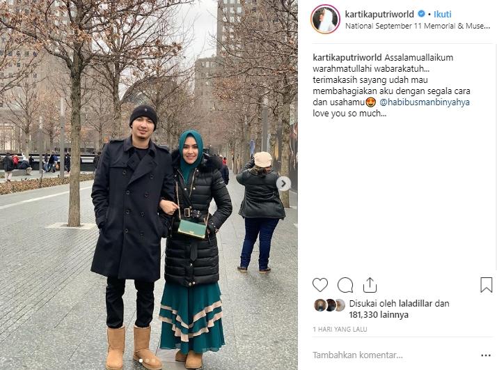 Kartika Putri dan Habib Usman bin Yahya liburan ke Amerika. (Instagram/@kartikaputriworld)