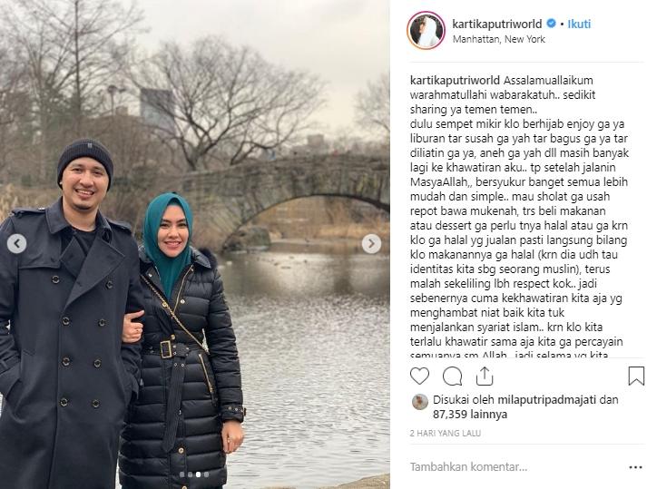 Kartika Putri dan Habib Usman bin Yahya liburan ke Amerika. (Instagram/@kartikaputriworld)