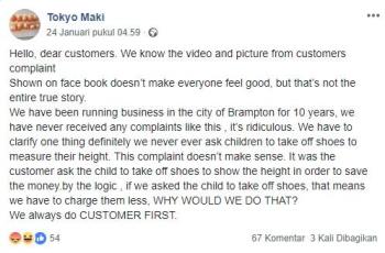 Punya Aturan Anak Kecil Bayar Sesuai Tinggi Badan, Restoran Ini Dikecam. (facebook.com/Tokyo Maki)