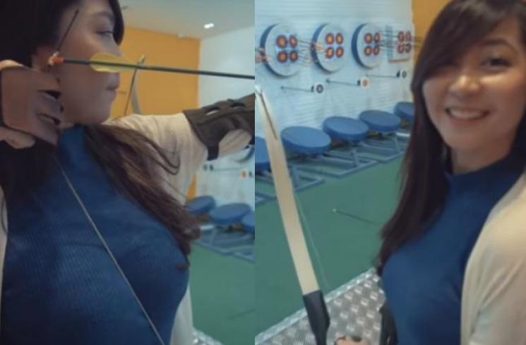 Jessica Veranda Main Panah di Wahana Panah Indoor Pertama. (kolase Youtube/Jessica Veranda)