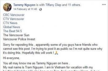 Pasangan Traveler Disiram Cairan Asam (facebook.com/Tammy Nguyen)