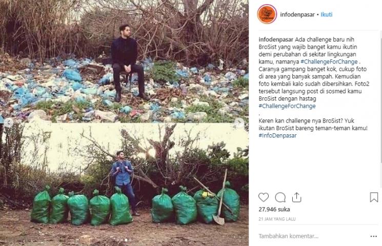 #ChallengeForChange, tantangan membersihkan sampah di lingkungan sekitar. (Instagram/@jktinfo)