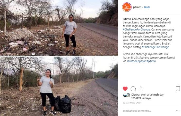 #ChallengeForChange, tantangan membersihkan sampah di lingkungan sekitar. (Instagram/@jktinfo)