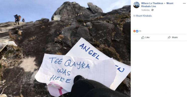 Pendaki buang sampah kertas sembarangan di Gunung Kinabalu. (Facebook/Wilson Ls Thaddeus)