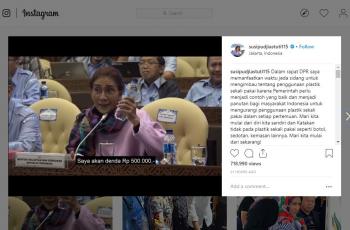 Menteri Susi Pudjiastuti 'Sembur' DPR karena Sajikan Minuman Kemasan Botol Plastik. (instagram.com/susipudjiastuti115)