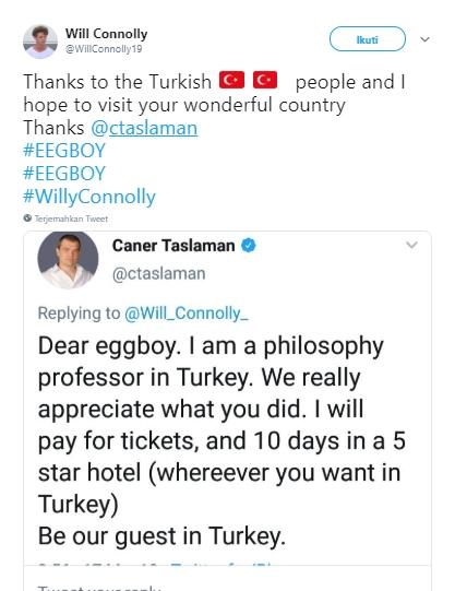 EggBoy alias Will Connolly mendapat tawaran menginap di hotel bintang 5 Turki. (Twitter/@WillConnolly19)