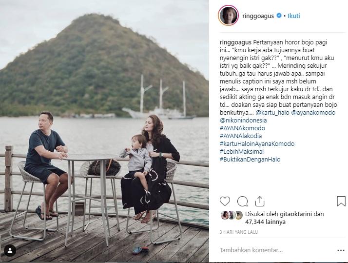 Potret liburan Ringgo Agus dan keluarga di Labuan Bajo. (Instagram/@ringgoagus)