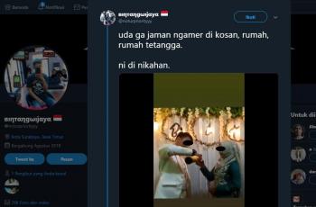 Viral, Video Sepasang Pengantin Minum Anggur Merah di Pelaminan. (twitter.com/noturpriorityyy)