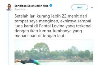 Sandiaga Uno berkunjung ke Pantai Lovina di Bali. (Instagram/@sandiuno)