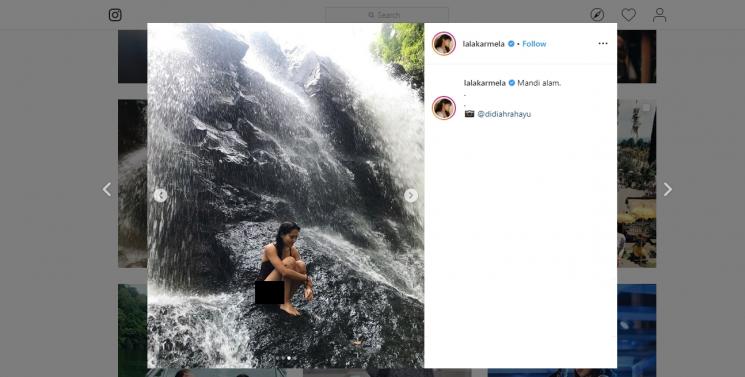 Bikin Hati Kepleset, Potret Lala Karmela Wisata di Air Terjun Kanto Lampo. (instagram.com/lalakarmela)