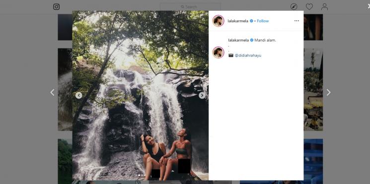 Bikin Hati Kepleset, Potret Lala Karmela Wisata di Air Terjun Kanto Lampo. (instagram.com/lalakarmela)