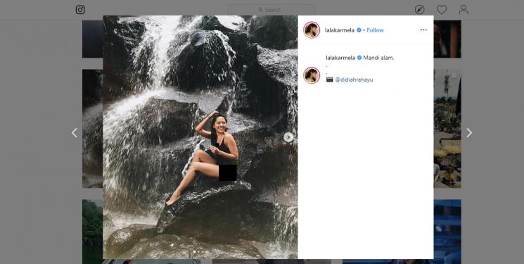 Bikin Hati Kepleset, Potret Lala Karmela Wisata di Air Terjun Kanto Lampo. (instagram.com/lalakarmela)