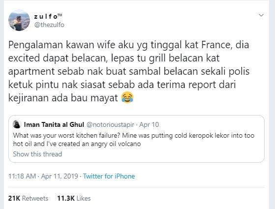 Masak Terasi, Orang Ini Dikira Sembunyikan Mayat (twitter.com/thezulfo)