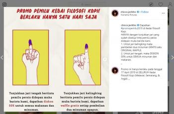 Promo pemilu 2019 Filosofi Kopi. (instagram.com/chicco.jerikho)