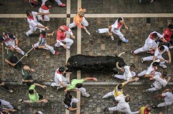 Ilustrasi festival lari banteng di Spanyol. (Unsplash/Navarra)