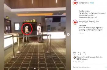 Nonton di bioskop bareng suami, Irish Bella tampil berhijab. (Instagram/@lambe_turah)