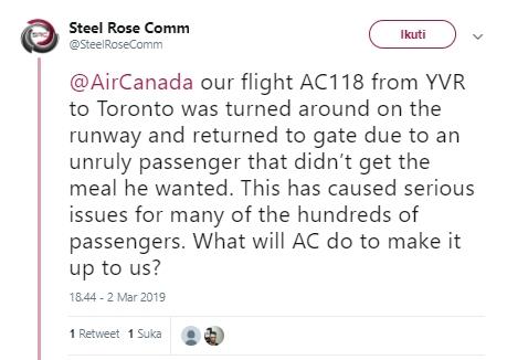 Keluhan penumpang Air Canada. (TwitterSteelRoseComm)