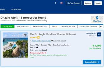 The St. Regis Maldives Vommuli Resort. (booking.com)